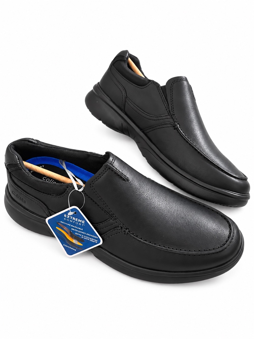 Clarks Men’s Black Leather Slip-On Loafers